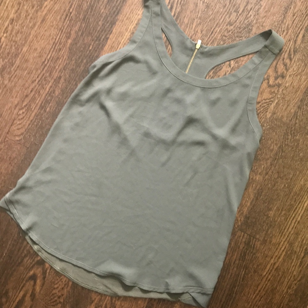 Express Mixed Fabric Zipper Racerback Tank